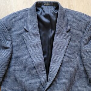 Southbridge Clothiers Men's Plaid Blazer Jacket Gray Wool / Camel Hair Size 44L